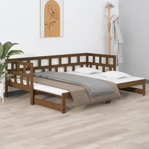 Pull-out Day Bed Honey Brown Solid Wood Pine 2x(90x200) cm