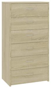 Sideboard with 6 Drawers Sonoma Oak 50x34x96 cm Engineered Wood