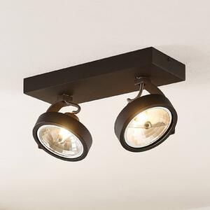Arcchio Dagur ceiling spotlight, two-bulb black
