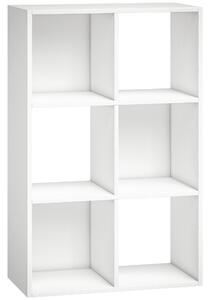 HOMCOM Industrial Style Storage Shelf, Bookcase, Bookshelf with 6 Compartments, for Living Room, Home Study, White Wood Effect