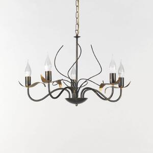 Bugia chandelier, antique bronze, five-bulb