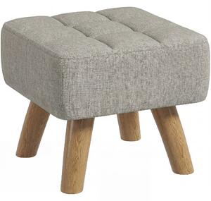 HOMCOM Linen-Look Square Padded Footstool - Light Brown