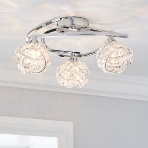 Cecilie 3 Light Crystal Semi Flush Ceiling Light