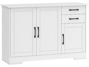 HOMCOM Sideboard with 2 Drawers Modern Storage Cabinet, Kitchen Cupboard with Adjustable Shelf and 3 Doors White