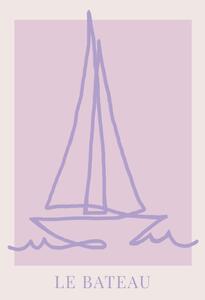 Illustration Le Bateau Purple, Rose Caroline Grantz, (30 x 40 cm)