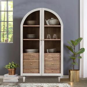 Indus Valley Iconic 2 Door Glass Cabinet, White Wash