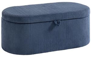 HOMCOM Storage Ottoman, Corduroy Upholstered Ottoman Storage Box with Padded Seat, 105 x 51 x 49 cm, Blue