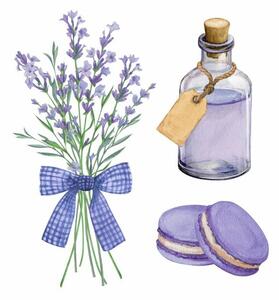 Illustration A bouquet of lavender with a, Yurii Sidelnykov, (40 x 40 cm)
