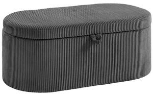 HOMCOM Storage Ottoman, Corduroy Upholstered Ottoman Storage Box with Padded Seat, 105 x 51 x 49 cm, Dark Grey