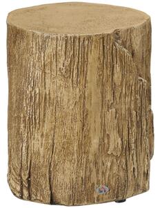 HOMCOM Tree Stump End Table, Round Concrete Side Table for Indoor and Outdoor Use, Natural Wood Effect