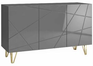 HOMCOM Modern Luxe High Gloss Sideboard, with Hairpin Legs, Grey