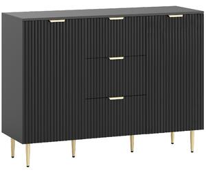 HOMCOM 2-Door Sideboard with 3 Drawers and Adjustable Shelves - Black