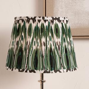 Izara Ikat Patterned Gathered Tapered Lamp Shade Green