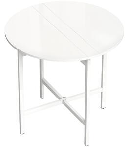 HOMCOM Collapsible Drop Leaf Table, Folding Dining Table for Small Spaces, Extendable Kitchen Table with Steel Frame, White