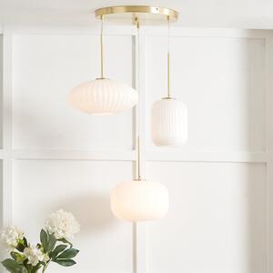 Alexa Ribbed Glass 3 Light Cluster Ceiling Light White and Gold