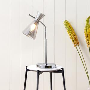 Monroe Waisted Glass and Metal Table Lamp Silver