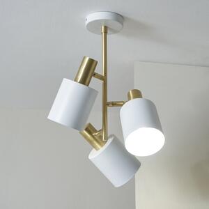 Biba 3 Light Semi Flush Ceiling Light White/Gold