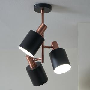 Biba 3 Light Semi Flush Ceiling Light Copper
