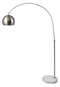 Feliciani Arc Brushed Metal and Marble Floor Lamp Silver