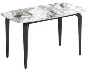 HOMCOM Dining Table for 4, Modern Kitchen Table with Sintered Stone Tabletop, Metal Legs, White