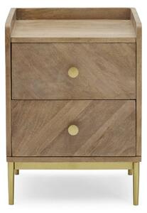 Rumi 2 Drawer Bedside Table, Mango Wood