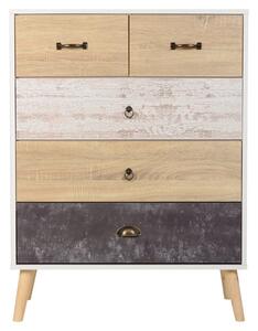 Nordic 5 Drawer Chest, White & Pine