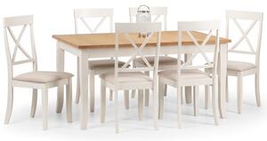 Davenport Rectangular Extendable Dining Table with 6 Chairs, Off White