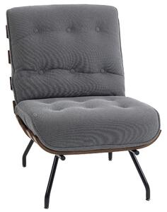 HOMCOM Accent Chair, Linen-look Fabric Reading Chair with Spring Cushion, Slatted Support, Steel Frame, Dark Grey
