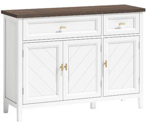 HOMCOM Modern Sideboard with 3 Doors, 2 Drawers and Adjustable Shelves, White