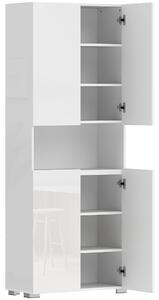 HOMCOM 180 cm Tall Kitchen Cupboard, Pantry Storage Cabinet with Soft Close Doors and Adjustable Shelves, High Gloss White