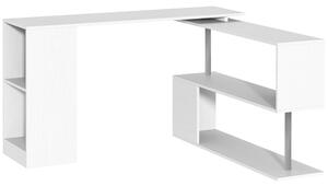 HOMCOM 360 Degree Rotating Corner Desk Storage Shelf Combo Laptop Workstation Wood L Shaped Table Home Office - White
