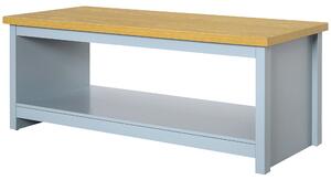 HOMCOM Retro Coffee Table with Open Shelf, Wood Effect Top, Chic Living Room Storage, Grey