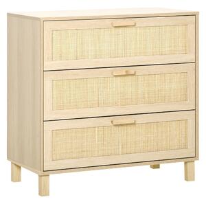 HOMCOM Freestanding Wooden Storage Cabinet, 3-Drawer Cupboard for Home Organisation, Versatile Design