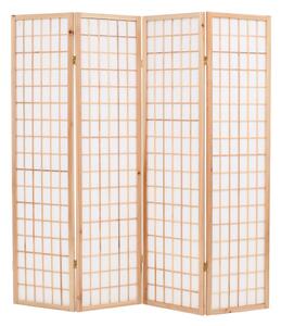 Folding 4-Panel Room Divider Japanese Style 160x170 cm Natural