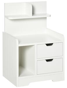 HOMCOM Bedside Table with 2 Drawers and Storage Shelves for Living Room Bedroom Accent Table Small Cabinet, White