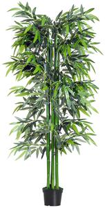 Outsunny 6ft Artificial Bamboo Tree Plant Greenary in A Pot for Home Office Planter 1.8M