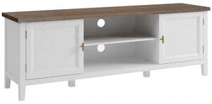 HOMCOM TV Stand for TVs up to 42 Inch, Farmhouse Entertainment Center with 2 Open Shelves, 2 Cabinets and Thick Top