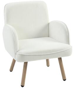 HOMCOM Lounge Chair Velvet Upholstered Armchair with Spring Cushion for Living Room Bedroom Cream White