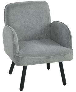HOMCOM Lounge Chair Velvet Upholstered Armchair with Spring Cushion for Living Room Bedroom Grey