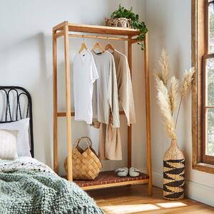Artisan Clothes Rail with Faux Leather Shelf Natural