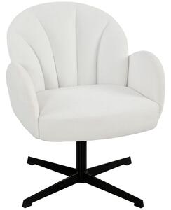 HOMCOM Swivel Accent Chair, Shell-Shaped Armchair with Spring Cushion, Metal Base, Cream White