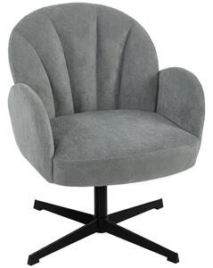 HOMCOM Swivel Accent Chair, Shell-Shaped Armchair with Spring Cushion, Metal Base, Grey