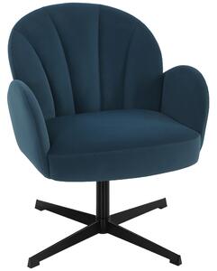 HOMCOM Swivel Accent Chair, Shell-Shaped Armchair with Spring Cushion, Metal Base, Dark Blue