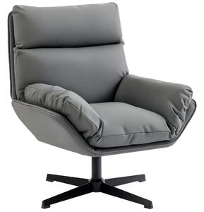 HOMCOM Accent Chair with 360° Swivel Armchair for Living Room with Padded Cushion Dark Grey