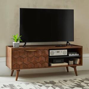 Hex TV Unit, Mango Wood for TVs up to 55"