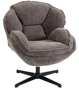 HOMCOM Modern Wingback Accent Chair, Velvet Armchair with Four-Star Base, S-Springs, 360° Swivel, Grey