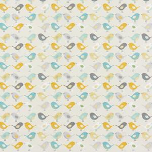 By the Metre Ochre Scandi Birds PVC