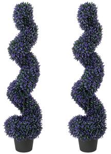 HOMCOM Set of 2 Decorative Artificial Plants, 120cm Artificial Boxwood Spiral Topiary Tree with 840 Leaves, UV Resistant