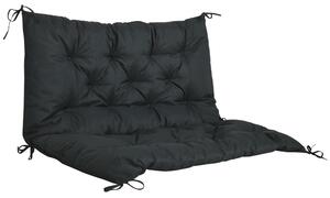 Outsunny 2 Seater Bench Cushion, Garden Chair Cushion with Back and Ties for Indoor and Outdoor Use, 98 x 100 cm, Black