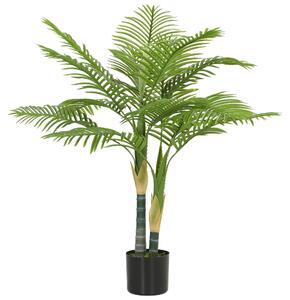 HOMCOM Artificial Palm Tree with 14 PEVA Leaves, 120cm Decorative Artificial Plant with Pot and Moss Effect, Green